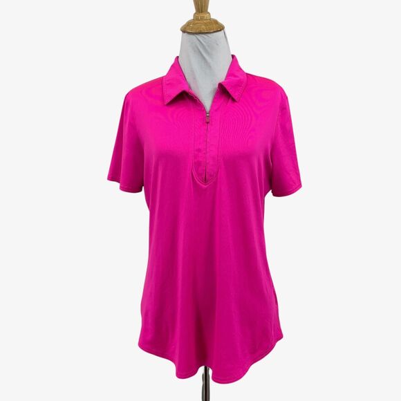 JoFit Polo Shirt Womens Small Pomegranate 1/4 Zip Short Sleeve Performance Golf - Picture 1 of 10